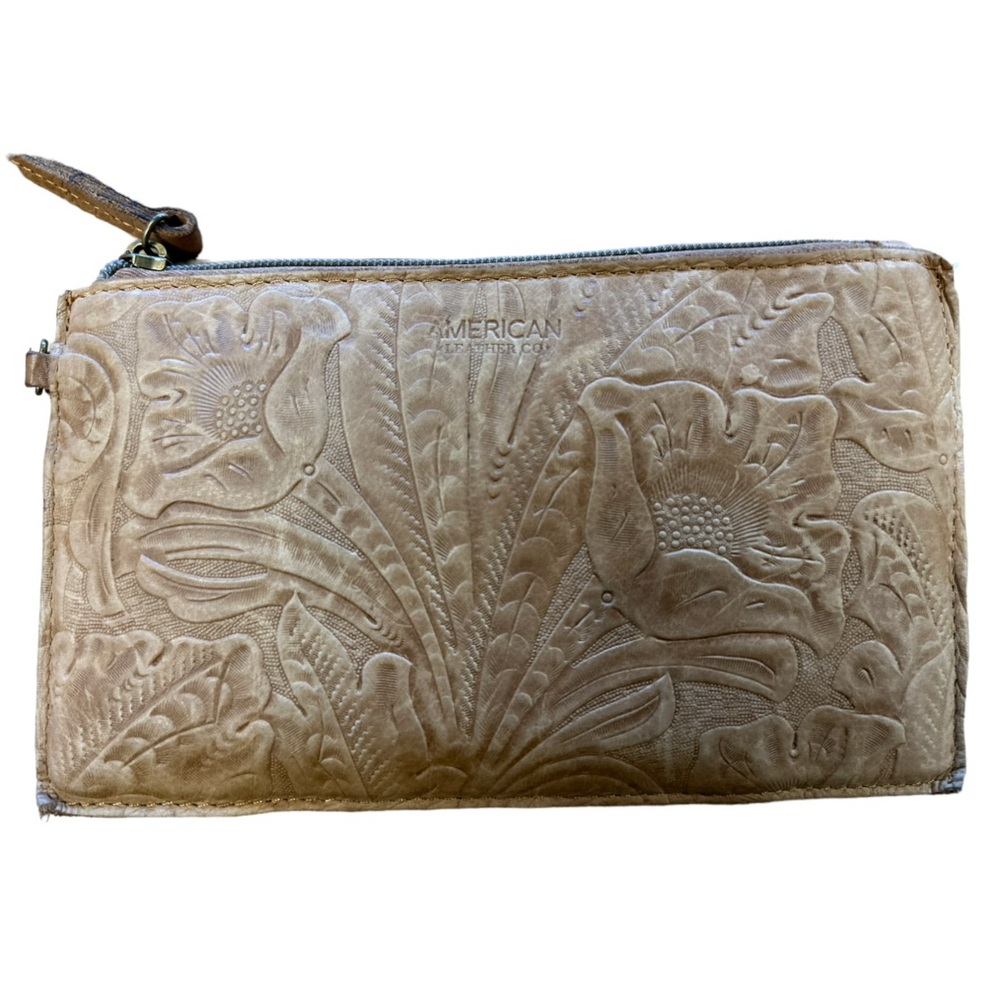 Small Embossed Leather Wallet with Charging Battery